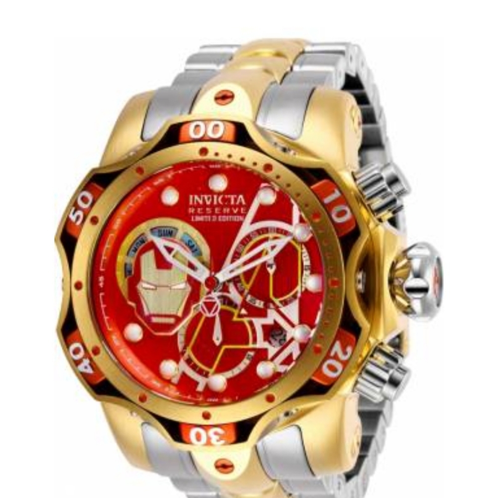 Invicta Marvel Ironman Swiss Ronda Z60 Caliber Men's Watch - 52.5mm, Steel, Gold